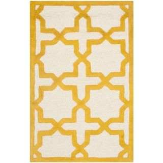 Safavieh Handmade Moroccan Cambridge Ivory/ Gold Wool Rug (26 X 4)