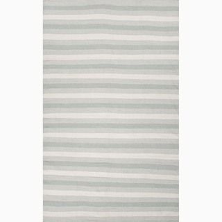 Hand made Blue/ Ivory Polyester Reversible Rug (5x8)