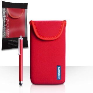 Nokia Lumia 825 Case Red Neoprene Pouch Cover With Caseflex Logo And Stylus Pen Cell Phones & Accessories