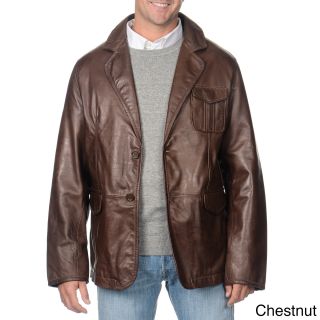 First Manufacturing Whet Blu Mens Leather 2 button Jacket Brown Size S
