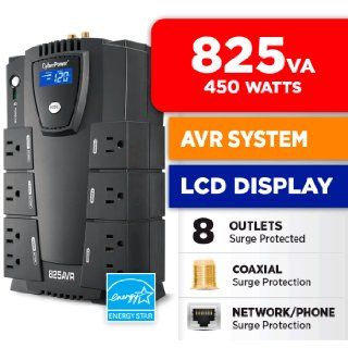 CyberPower CP825AVRLCD Intelligent LCD UPS 825VA 450W AVR Compact Electronics