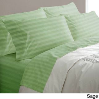 Hotel Grand Hotel Grand 600 Thread Count Egyptian Cotton Stripe 6 piece Sheet Set Green Size King