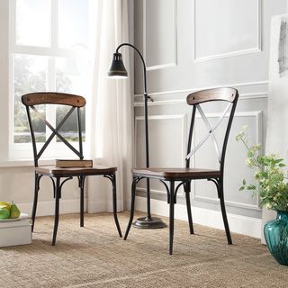Nelson Industrial Modern Rustic Cross Back Dining Chair (set Of 2)