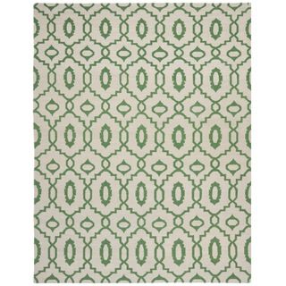 Safavieh Hand woven Dhurries Ivory/ Green Wool Rug (9 X 12)