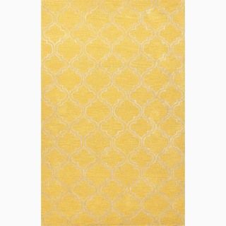 Handmade Yellow/ Ivory Wool/ Art Silk Durable Rug (2 X 3)