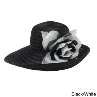Swan Hat Swan Hat Womens Organza Packable Bucket Hat With Floral Applique Black Size Adjustable
