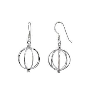 Sterling Silver Wire Beach Ball Dangle Earrings Jewelry