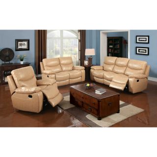 Furniture Of America Avali Camel 3 piece Bonded Leather Match Reclining Sofa Set
