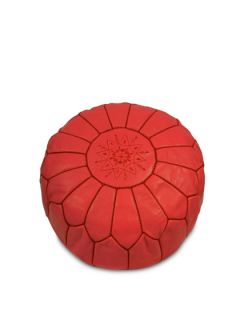 Moroccan Leather Pouf Ottoman by Hotel Marrakeche
