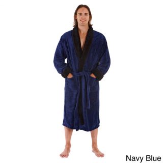 Del Rossa Mens Contrasting Shawl Collar Fleece Bath Robe