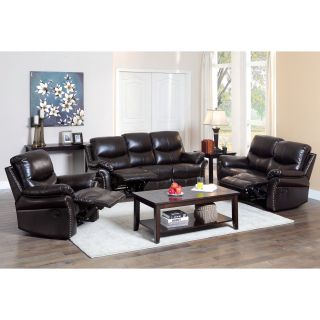 Furniture Of America Jenington Traditional 3 piece Bonded Leather Recliner Sofa love chair Set