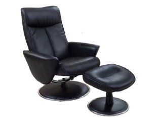 Mac Motion Chairs 830 29 UPH Bonded Leather Swivel, Recliner with Ottoman, Black  