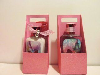 Bath and Body Works Paris Amour Gift Set  Pink Glittery Carrier W 8 Oz Lotion and Shower Gel and Pump  Bath And Shower Product Sets  Beauty