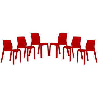 Denville Transparent Red Plastic Dining Accent Chair (set Of 6)