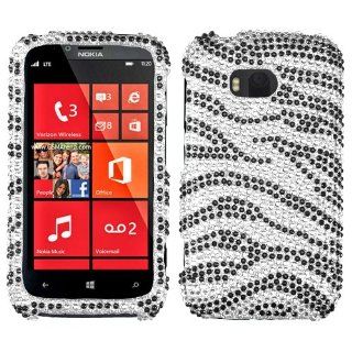 Asmyna NK822HPCDM010NP Stylish Dazzling Diamante Case for Nokia Lumia 822   1 Pack   Retail Packaging   Black Zebra Cell Phones & Accessories