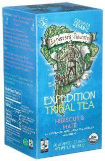 Explorer's Bounty Organic Expedition Tribal Tea, Hibiscus & Mate, 20 Count Tea Bags (Pack of 6)  Herbal Teas  Grocery & Gourmet Food