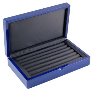 Caddy Bay Collection Electric Blue Glossy Finish Ring/ Cuff Links Case