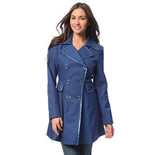 Via Spiga Womens Periwinkle Double Breasted Trench Coat