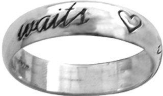 SolidRockJewelry STERLING SILVER CURSIVE "true love waits" WITH HEARTS RING STYLE 833 Solid Rock Jewelry Sports & Outdoors