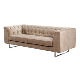 Troika Sand Velvet Tufted Sofa