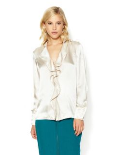Silk Charmeuse Ruffle Blouse by Magaschoni