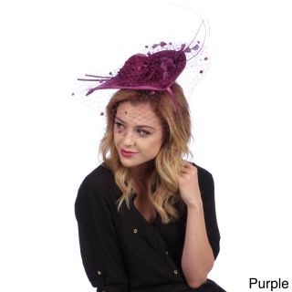 Swan Hat Elegant Covered Velvet Fascinator Purple Size One Size Fits Most