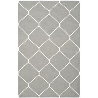 Safavieh Handwoven Moroccan Dhurrie Contemporary Gray/ Ivory Wool Rug (9 X 12)