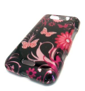 LG Connect 4G MS840 Black Butterfly Garden Gloss Smooth Hard Case Cover Skin Protector Cell Phones & Accessories