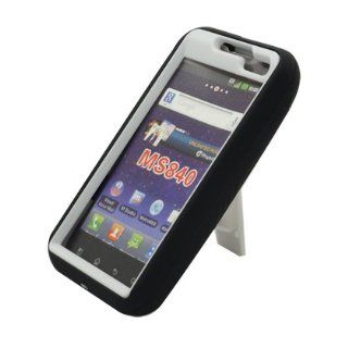 Aimo Wireless LGMS840PCMX008S Guerilla Armor Hybrid Case with Kickstand for LG Connect 4G LS840   Retail Packaging   Black/White Cell Phones & Accessories
