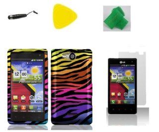 Color Zebra Faceplate Hard Phone Case Cover Cell Phone Accessory + Yellow Pry Tool + Screen Protector + Stylus Pen + EXTREME Band for Lg Optimus Exceed Lg vs840pp VS840PP Cell Phones & Accessories