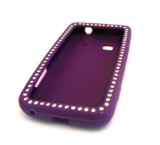 Samsung Galaxy M828c Precedent Rainbow Soft Silicone Purple Gem Diamond Jewel Cover Case Skin Straight Talk Protector Hard Cell Phones & Accessories