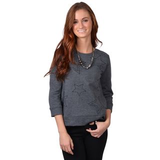 Journee Collection Womens Three quarter Sleeve Star Detail Sweatshirt