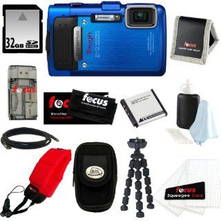 Olympus Stylus TG 830 iHS Digital Camera (Blue) with 32 GB Memory Card + Replacement Battery + Floating Foam Strap Red + Bundle  Point And Shoot Digital Camera Bundles  Camera & Photo