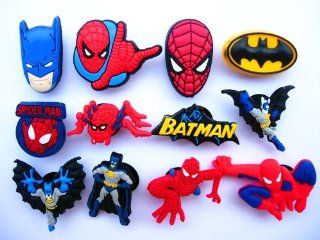 12 Spiderman & Batman Shoe Charms for Croc Shoes & Wristband Bracelet Toys & Games