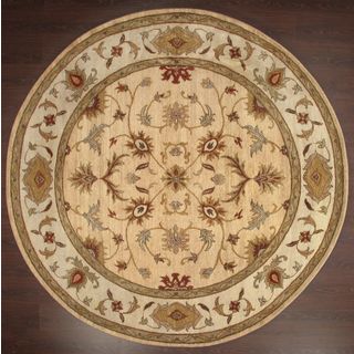Hand knotted Ziegler Gold Beige Vegetable Dyes Wool Rug (6 Round)