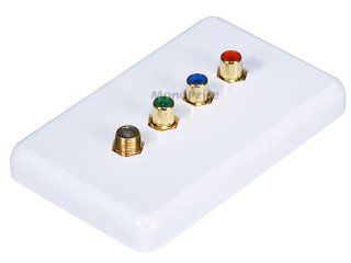 Monoprice 3 RCA Component / F Connector Wall Plate (RGB Component + F Connector)   Coupler Type Electronics