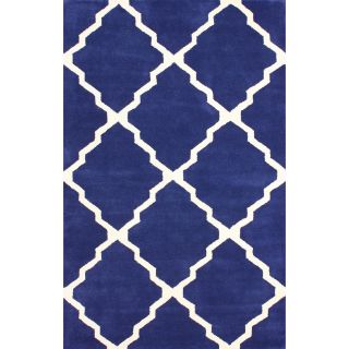 Nuloom Handmade New Zealand Wool/ Viscose Blue Trellis Lattice Rug (76 X 96)