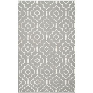 Safavieh Handwoven Moroccan Dhurrie Gray/ Ivory Wool Rug With .25 inch Pile (5 X 8)