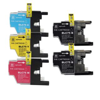 Brother Lc75, 2x Black 1x Cyan, Yellow, Magenta Compatible Ink Cartridge Set (remanufactured) (pack Of 5)