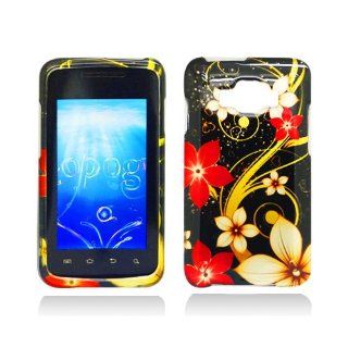 Black Red Flower Hard Cover Case for Samsung Rugby Smart SGH I847 Cell Phones & Accessories