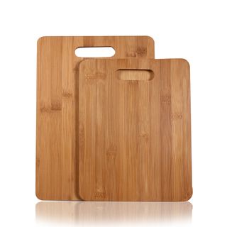 Adeco 2 piece 100 percent Natural Bamboo 3/8 inch Thick Chopping Board Set