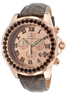 Invicta 14924  Watches,Mens Pro Diver Chronograph Rose Gold Tone Dial Gray Genuine Leather, Chronograph Invicta Quartz Watches