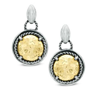Hammered Drop Earrings in Sterling Silver and 14K Gold   Zales