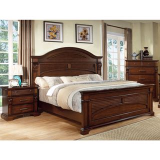 Furniture Of America Eminell 2 piece Antique Walnut Bed With Nightstand Set