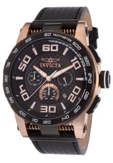 Invicta 15904  Watches,Mens S1 Rally Chronograph Black Genuine Leather 18K Rose Gold Plated, Sport Invicta Quartz Watches