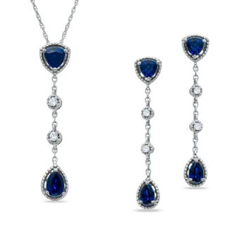 Lab Created Blue and White Sapphire Set in Sterling Silver   Zales