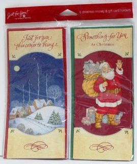 Christmas Card For Money "Just For You this comes to bring(Snowy hills & little homes)& "Something For You at Christmas (with Santa And bag of gifts) Pack of 6 American Greetings Health & Personal Care