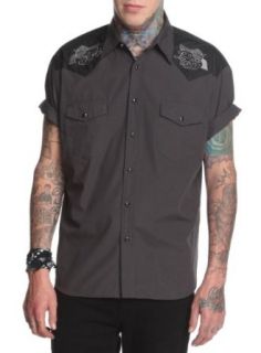 Rock Steady Hard Luck Short Sleeved Western Woven Size  Small at  Mens Clothing store Button Down Shirts