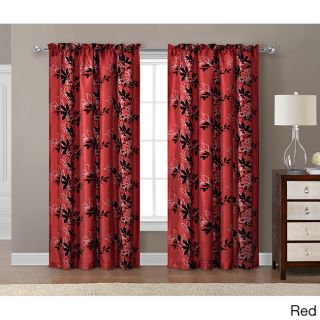 Victoria Classics Barclay Flocked With Metallic 84 Inch Grommet Curtain Panel Red Size 55 x 84