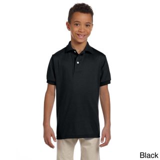 Jerzees Youth 50/50 Jersey Polo With Spotshield Black Size L (14 16)